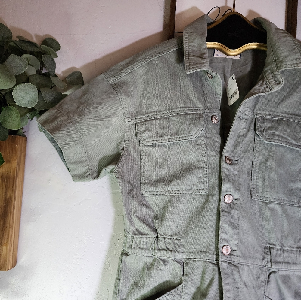 We The Free by Free People Marci Coverall Washed Army Size Large - Picture 6 of 9